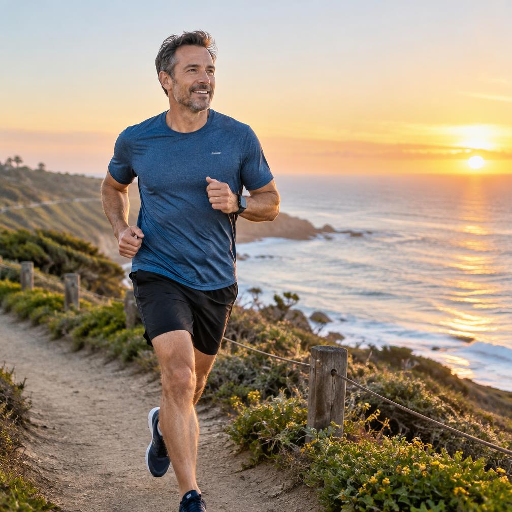 Man jogging at sunrise